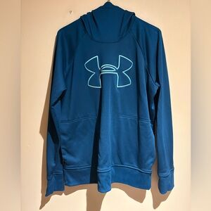 Under Armour Blue Loose Fit Coldgear Fleece Hoodie Women's Size Large Pockets